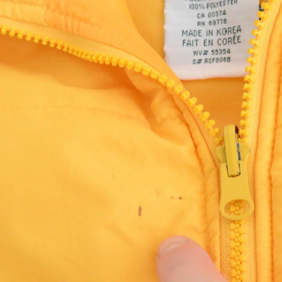 Vintage 90's Northern Getaway Northern Reflections Yellow Puffer Zip Up Jacket L - Picture 9 of 10